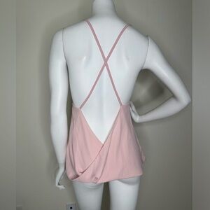 HAUTE HIPPIE SOFT PINK CRISS CROSS BACK CONTRAST TOP SZ M NWT
